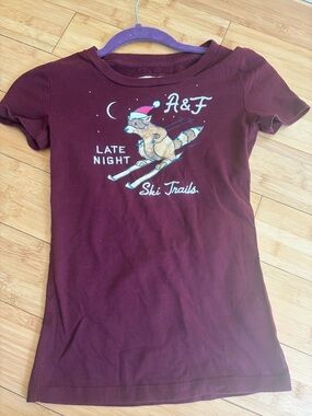 Abercrombie & Fitch Maroon t shirt (vintage Y2K); Holiday limited edition (RARE)